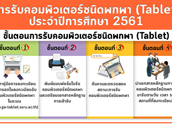 ข่าวประชาสัมพันธ์ด่วน!!!
เปิดให้นักศึกษาลงทะเบียนรับเครื่องคอมพิวเตอร์แท็บเล็ต
(กรุงเทพมหานคร)
เฉพาะนักศึกษาที่ยังไม่ได้ลงทะเบียน