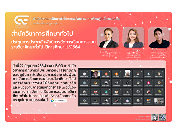 Office of General Education Suan
Sunandha Rajabhat University Organize a
meeting to publicize the teaching and
learning of general education courses,
academic year 1/2564