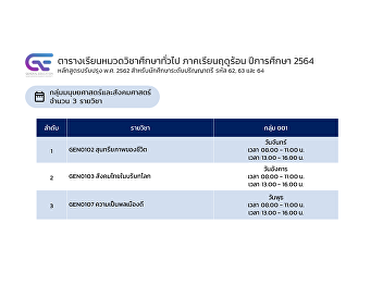 Announcement of the class schedule for
general education courses Summer
semester, academic year 2021 (online
teaching style)
