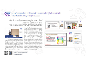 Ge organizes online teaching methods
1/2565 “The process of seeking
scientific knowledge and its use in
solving problems.”