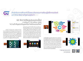 GE organizes online learning styles.
1/2565 “The Importance of Social
Networking Information”