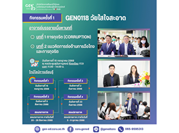 Atmosphere of Learning in Gen Ed  SSRU
Tuesday, July 15, 2025 Semester 1/2025
Course: GEN0118 – Youngster with
Integrity