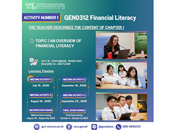 Atmosphere of Learning in Gen Ed  SSRU
Tuesday, July 15, 2025 Semester 1/2025
International Course: GEN0312 –
Financial Literacy