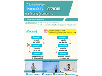 通识教育（Gen Ed SSRU）学习氛围掠影 2026年1月5日（星期一）
2025学年第2学期  课程： GEZ0315
创业者思维（Entrepreneurial Thinking）