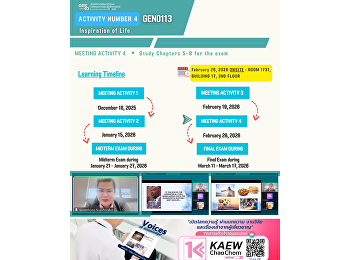 Learning Atmosphere at Gen Ed SSRU
Tuesday, February 26, 2026 Semester
2/2025 International Courses GEN0113
Inspiration of Life