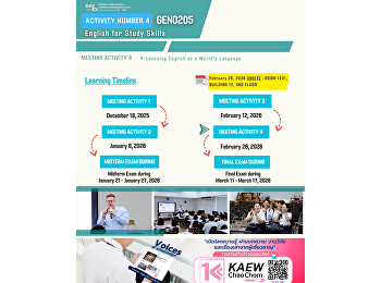 Learning Atmosphere at Gen Ed SSRU
Tuesday, February 26, 2026 Semester
2/2025  International Courses GEN0205
English for Study Skills