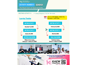 Learning Atmosphere at Gen Ed SSRU
Monday, March 9, 2026 Semester 2/2025
International Courses  GEN0101 The Royal
Court of Suan Sunandha