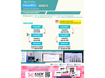 ภาพบรรยากาศการเรียน Gen Ed SSRU
วันจันทร์ที่ 27 เมษายน 2569
ภาคเรียนฤดูร้อน 2569  รายวิชา GEN0113
แรงบันดาลใจแห่งชีวิต